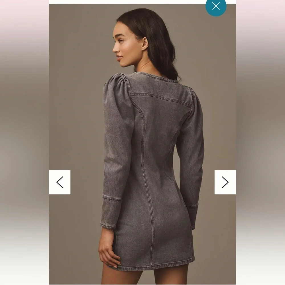 NWT Anthropologie Gray Button-Up Dress - Picture 3 of 6